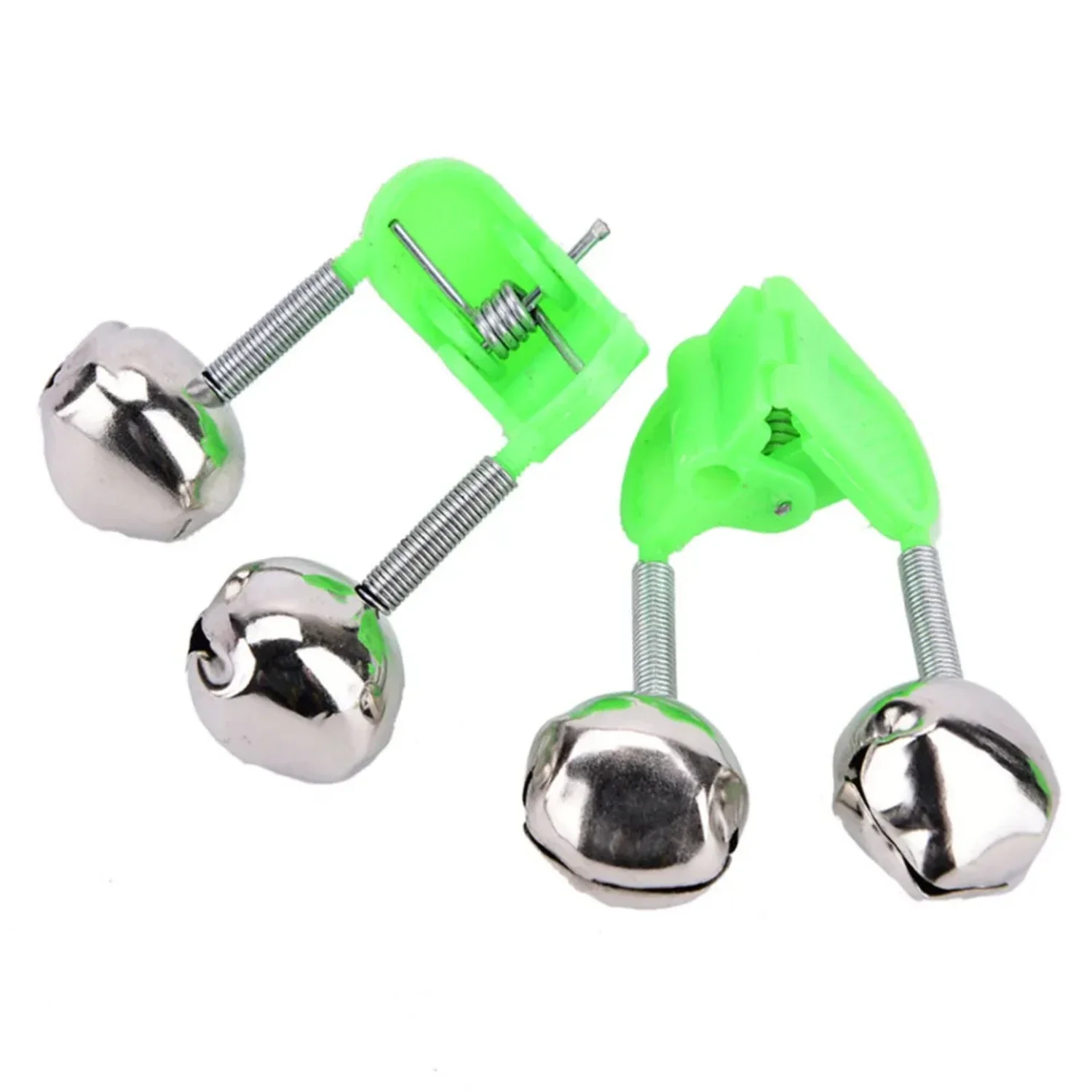 5pcs/lot Fishing Bite Alarms Fishing Rod Bell Rod Clamp Tip Clip Bells Ring Green ABS Fishing Accessory Outdoor Metal