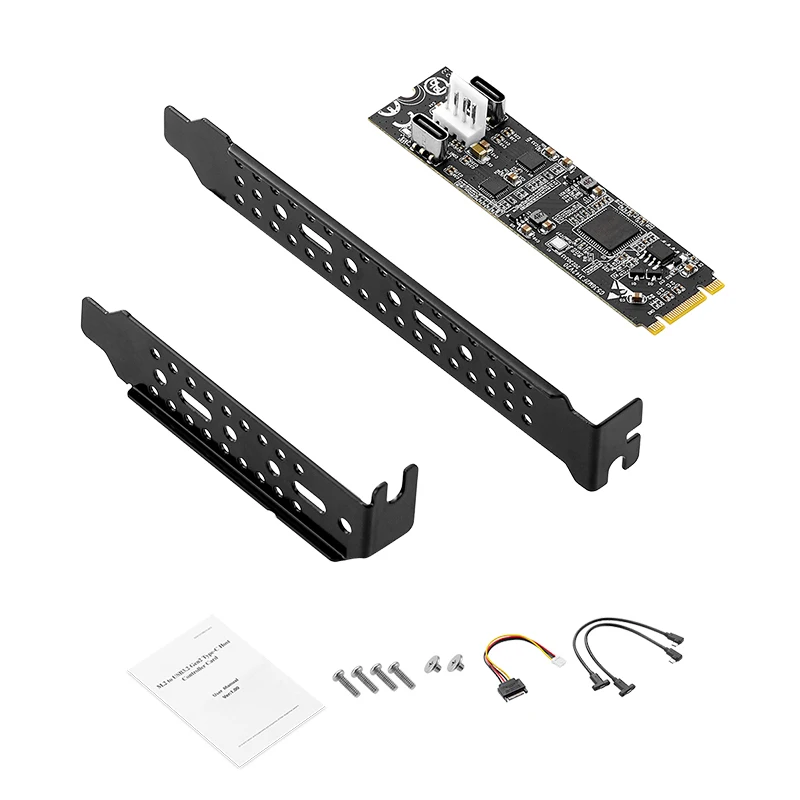 Tarjeta de expansión tipo C de 2 puertos, Chip ASM3142, USB 3,2, Gen2, 10gbps, controlador USB C, NGFF, 22x80, clave B, M, elevador de transferencia de datos