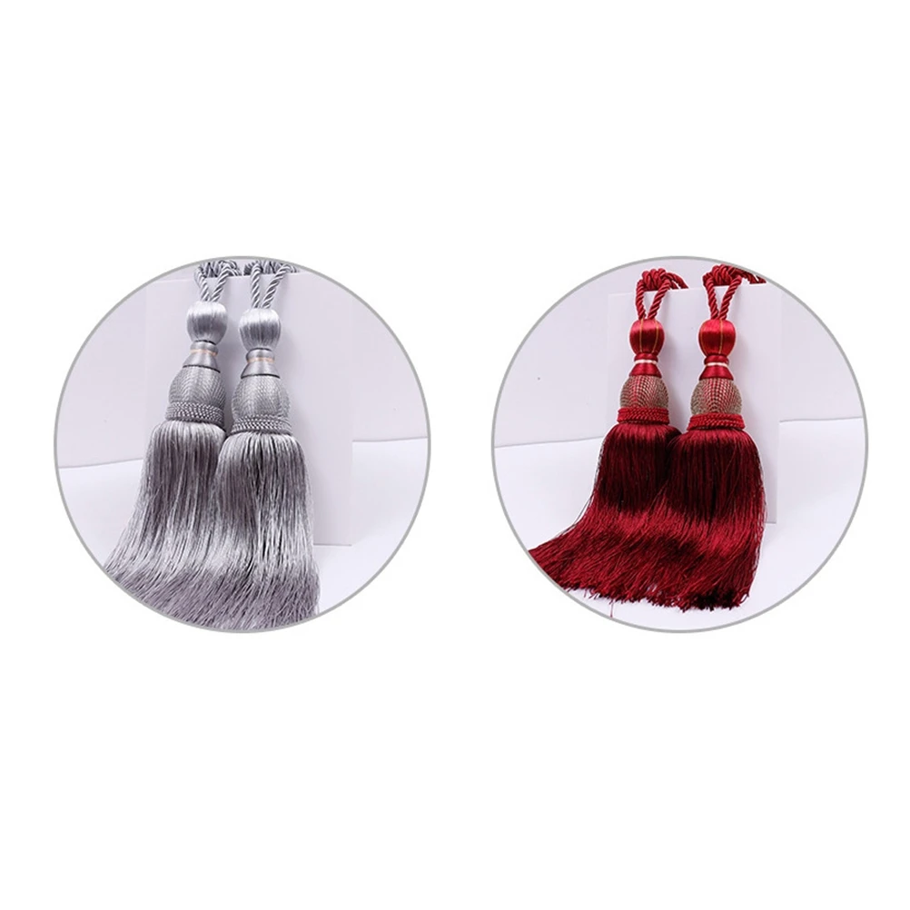 2 ชิ้นผ้าม่าน Tieback สายซาตินริบบิ้นพู่แขวนอุปกรณ์เสริมสําหรับหนาบางผ้าม่าน Voile Gauze Home Decor