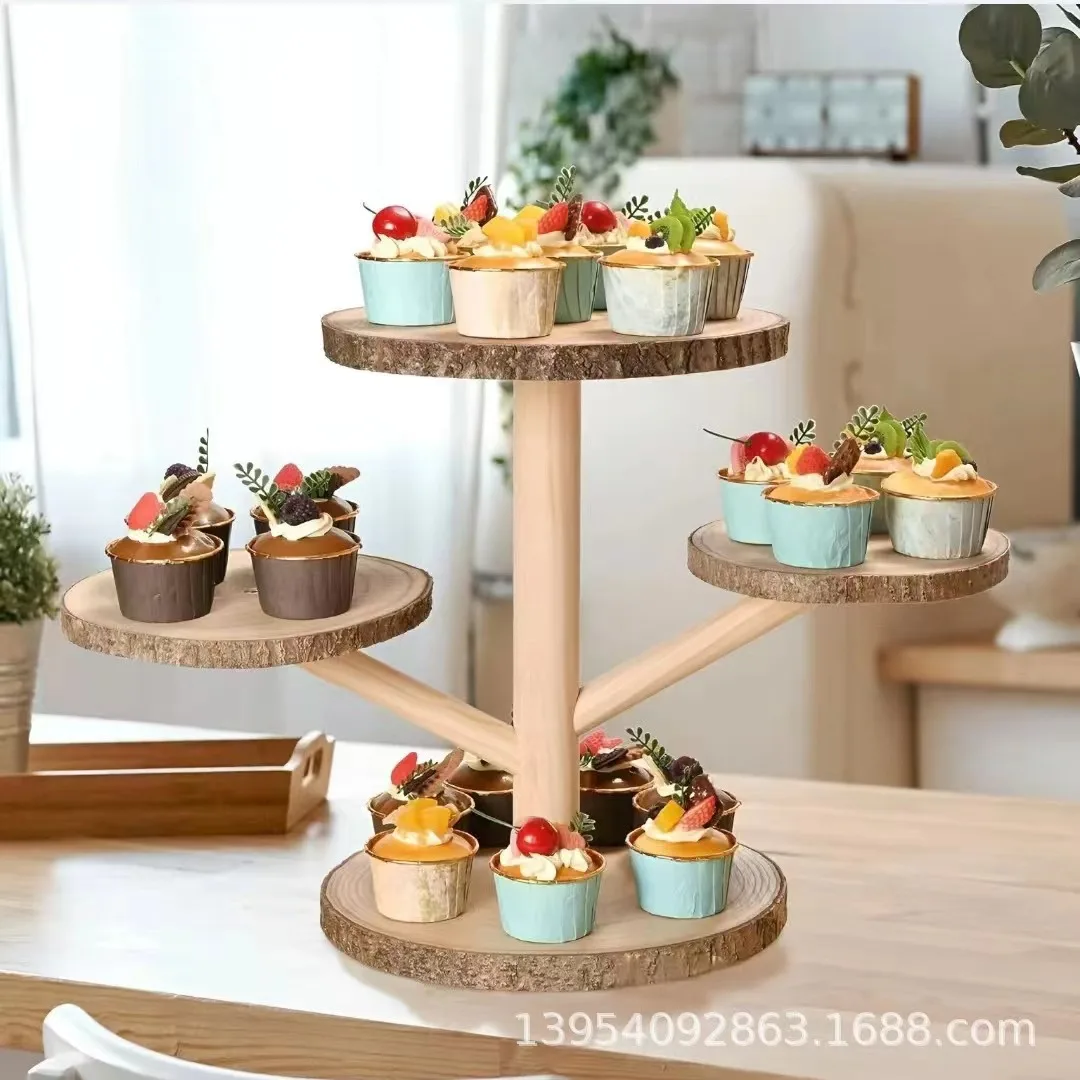 Wood Cupcake Stand 3 Tier, 4 Tier Cupcake Holder Display Wood Tiered Tray Rustic Cupcake Stand,dessert Tower Tray Stand