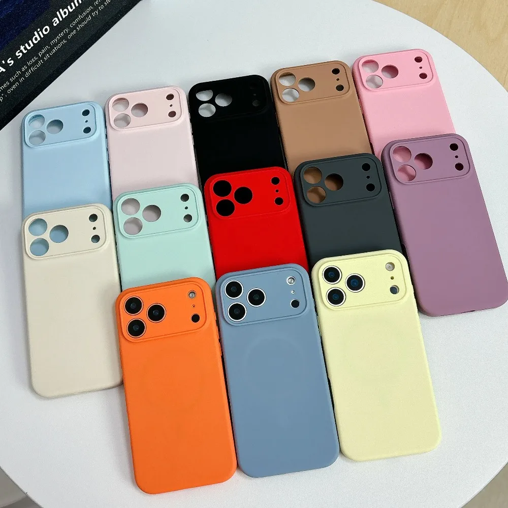 Original Flüssigsilikon Magnetische Hülle für iPhone 17 Air 16 15 14 Plus 13 12 Pro Max für MagSafe Kameraschutz Matte Abdeckung – Detail 1