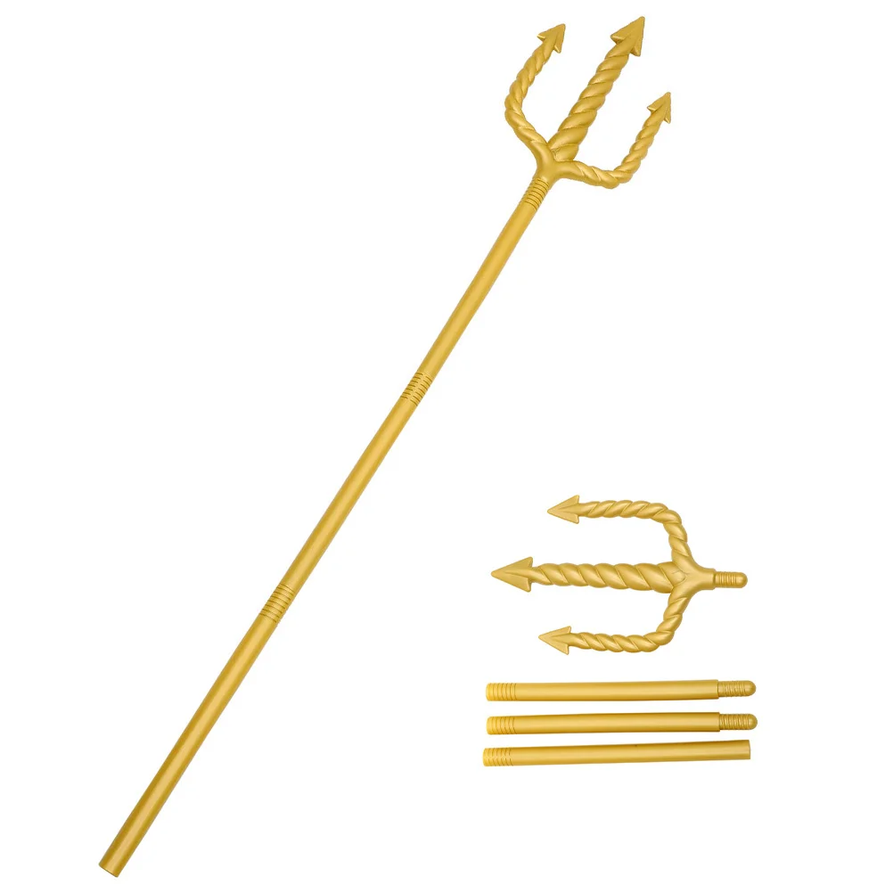

2Pcs Spiral Staff Cosplay Prop Golden Halloween Devil Costume Accessory Party Supplies Trident