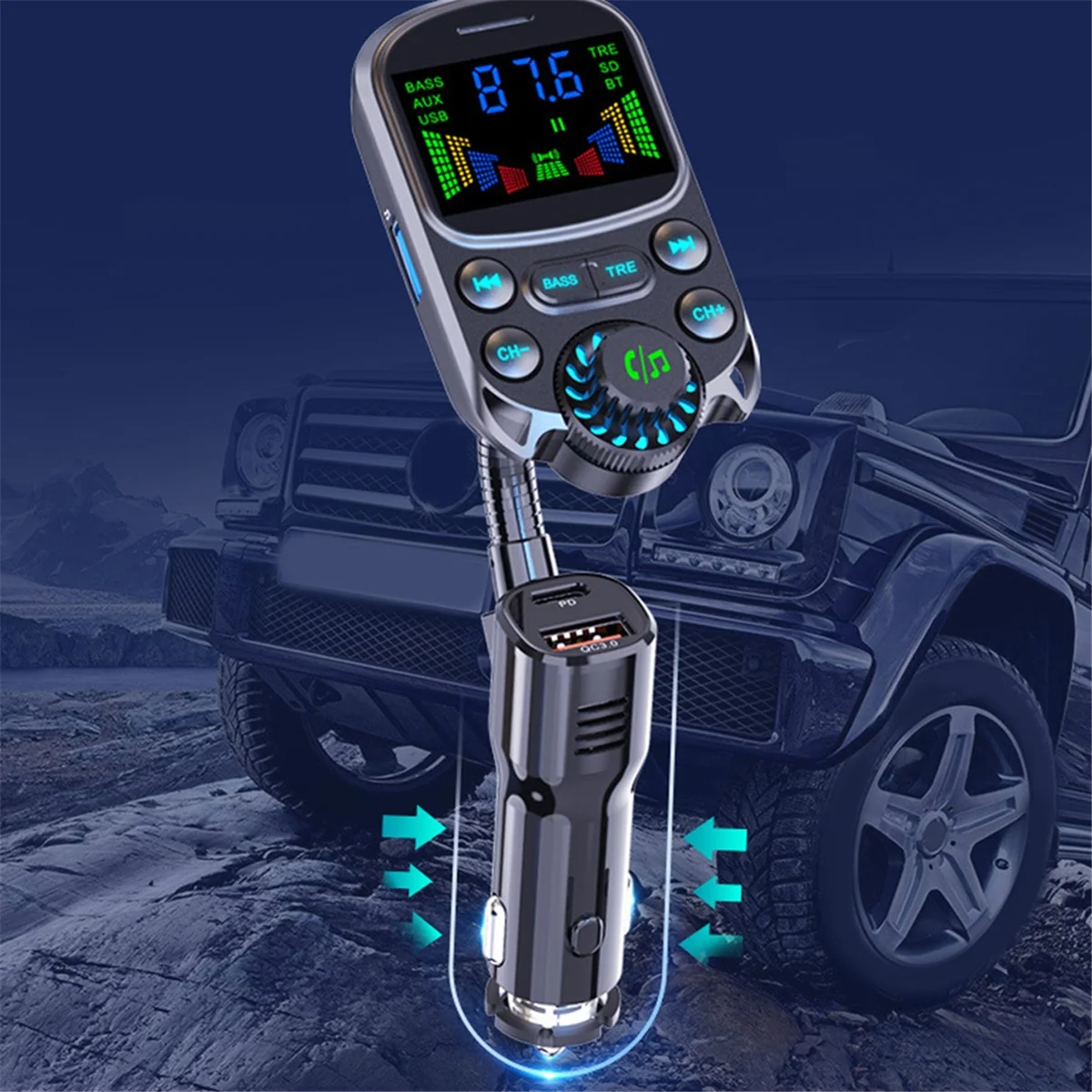 X61A_Bluetooth-compatibele carkit Sigarettenaansteker FM-zender