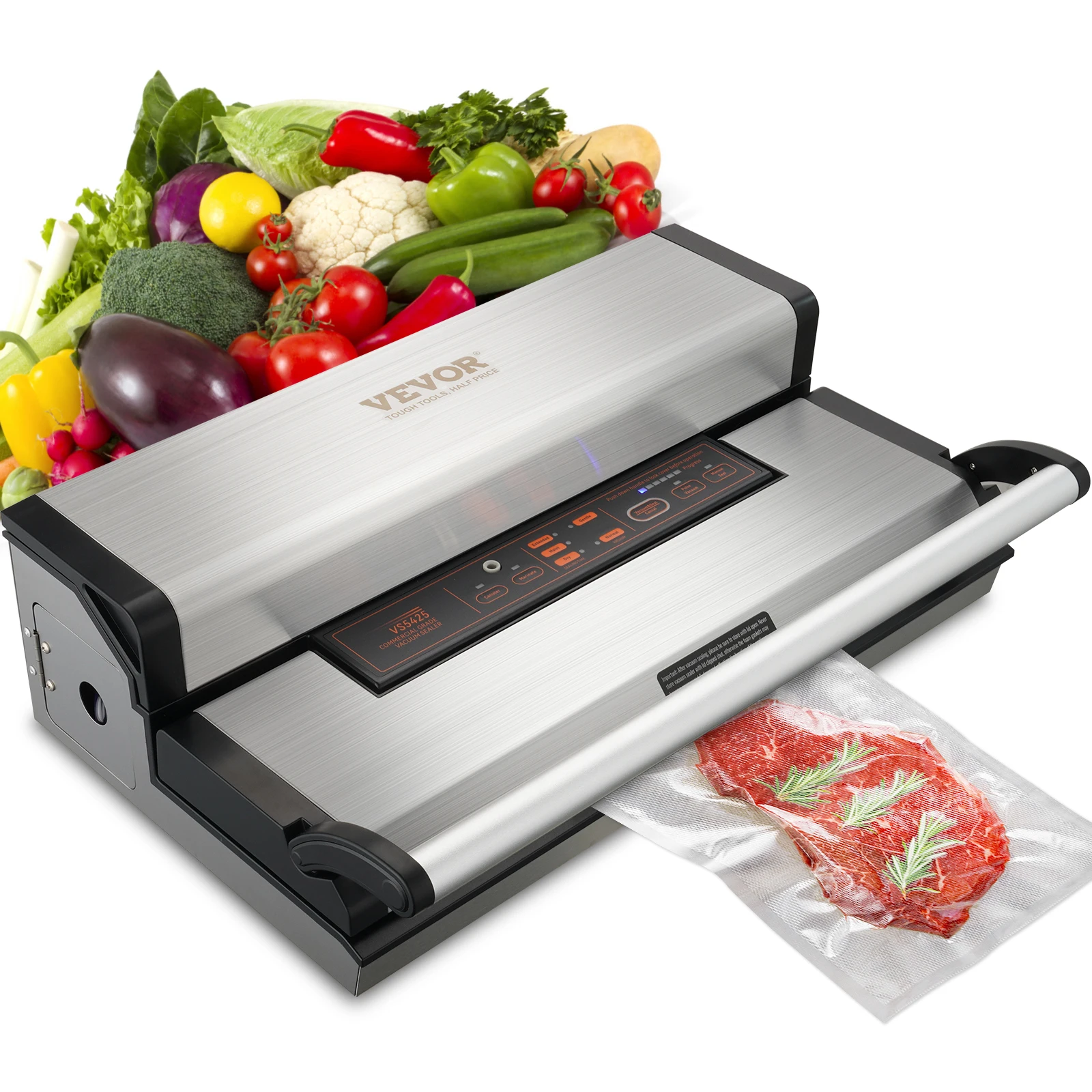 VEVOR Commercial Vacuum Sealer Machine Multifunction Automatic Food Packaging with Bag Roll Storage Cutter for Home Kitchen Use