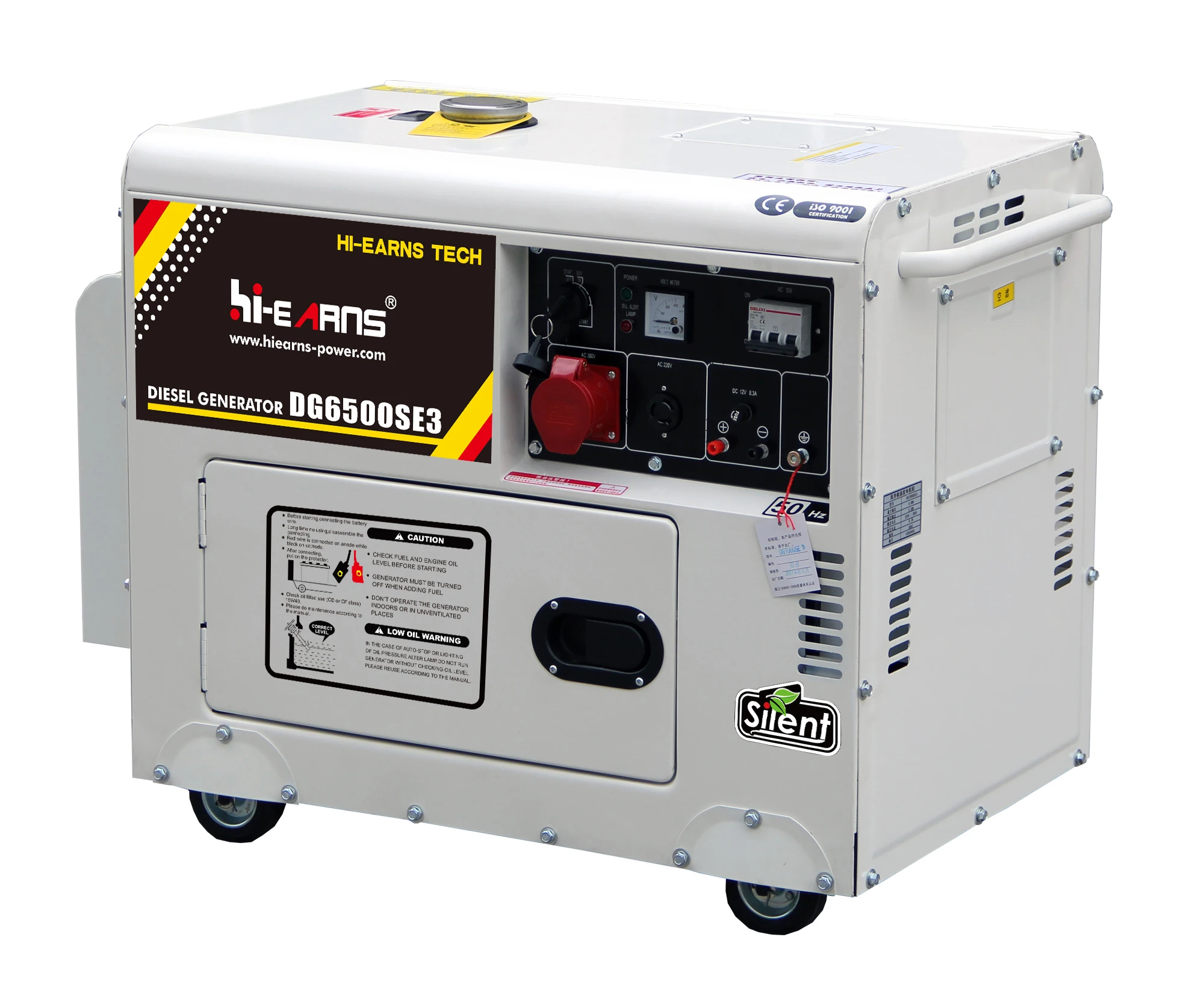 HIEARNS 5KW 6.3KVA Three Phase Silent diesel Generator with Remote Control for Home