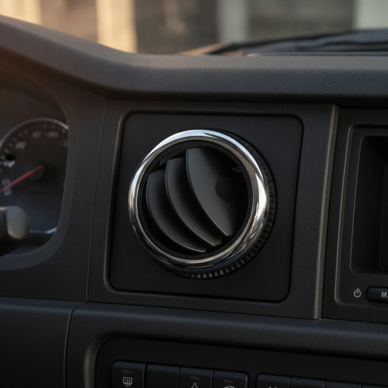Universal Air Outlet with Electroplated Rim Round Circular Louvered Vent Black ABS for RV Owners, Dashboard