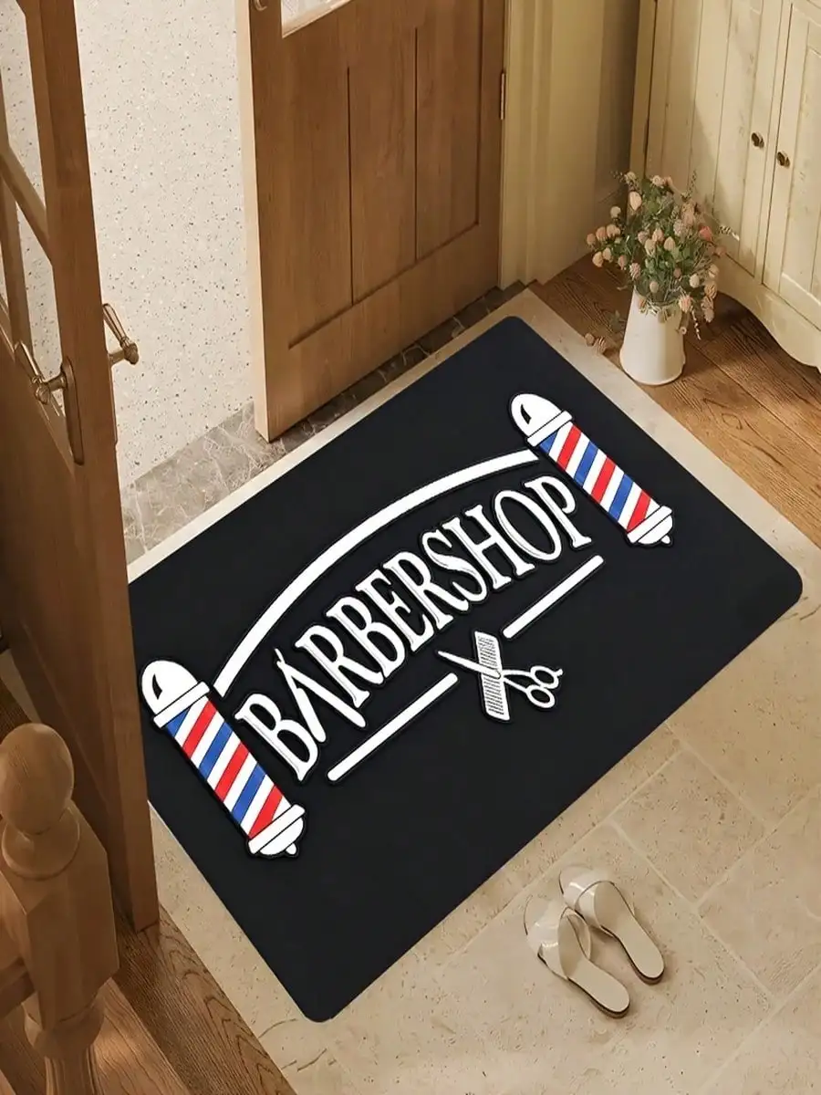 Product Image 1pc 2D Flat Printing Flannel Door Mat, Flannel Rectangular Door Rug + 10mm Thickness + 500g/M2, 2D Flat Printing 1