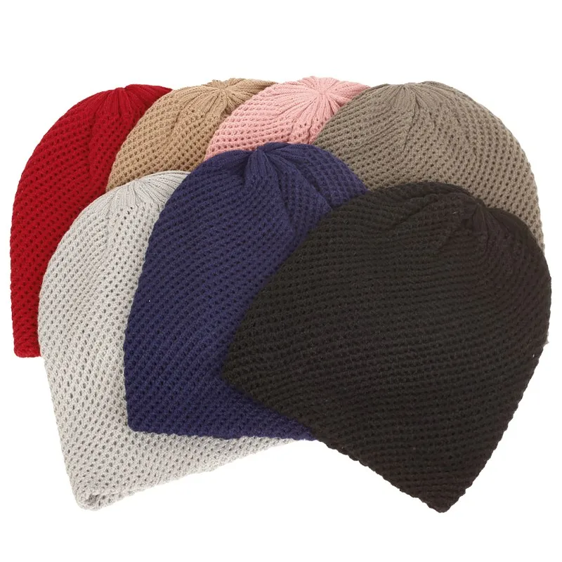 New Fashion Autumn Winter Women Knitted Hollow Out Beanies Skullies Hat Lady Spring Solid Casual Bone Soft Cap