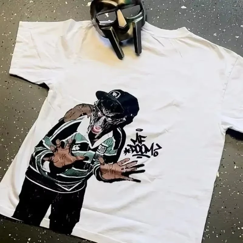 Sopula Vintage The Illest Villain Mf Doom Grafik Casual Street Basketball T-Shirt Harajuku Übergroßes T-Shirt Grafik-T-Shirts