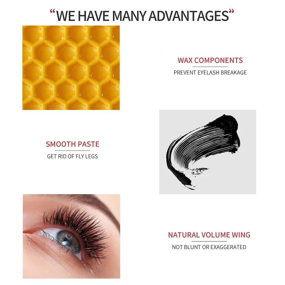 Mascara impermeabile a lunga durata Inchiostro nero Ciglia impermeabili Trucco Facile rimozione Mascara a prova di trasferimento ad asciugatura rapida Trucco per occhi