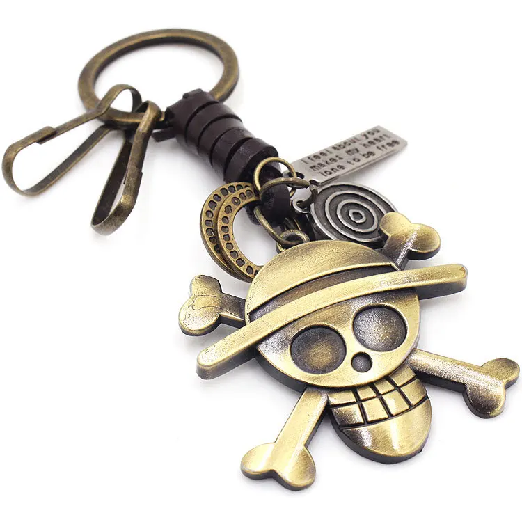 NQ36 foreign trade Europe and America metal vintage woven pendant bronze pirate ghost scalp keychain