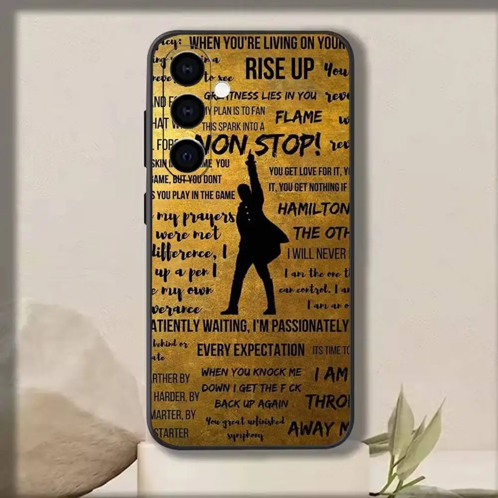 حافظة هاتف H-HamiltOn Musical L-Lyrics لهاتف سامسونج جالاكسي A91,80,73,72,71,53,52,32,31,22,21s,20، حافظة سوداء ناعمة