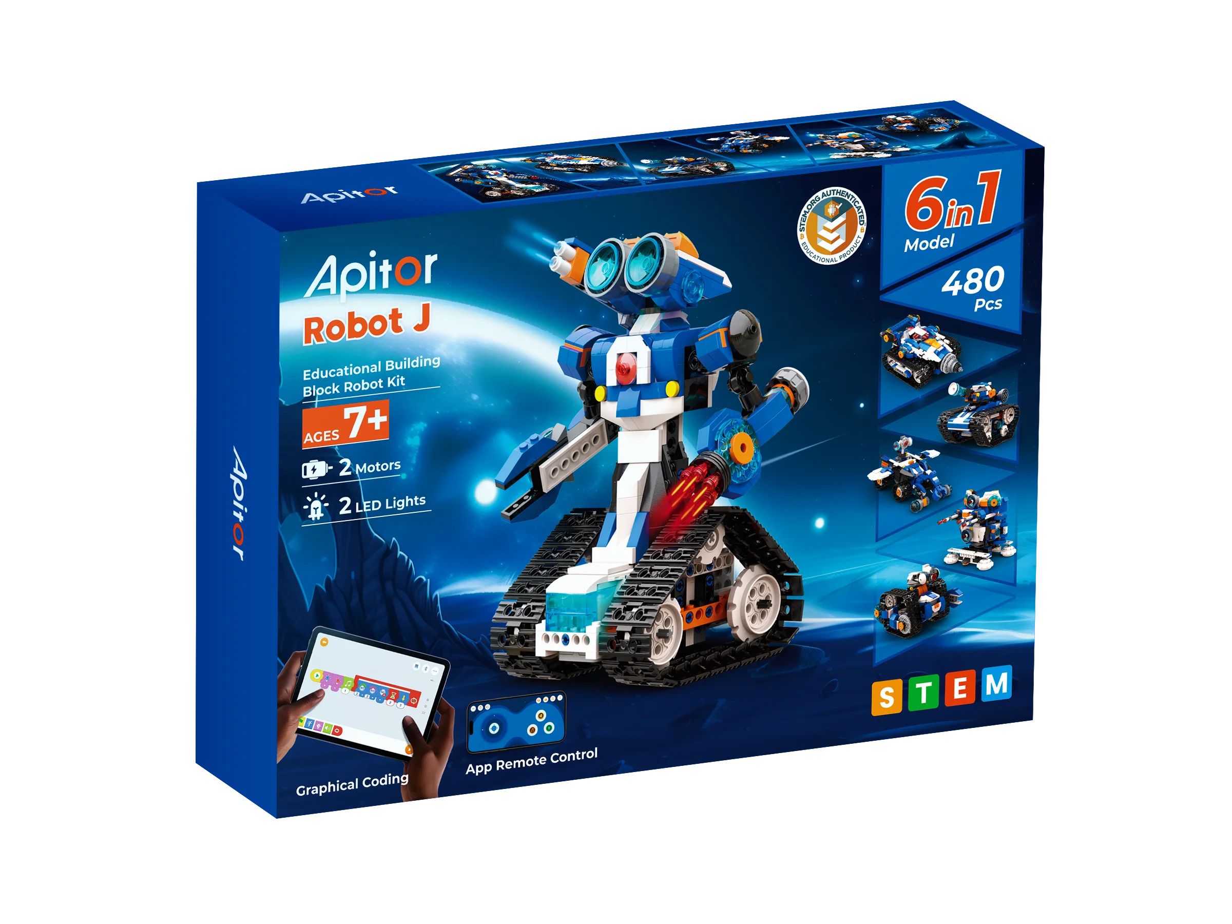 Apitor Robot J 6 in 1 STEM Kit voor kinderen vanaf 14 jaar DIY elektronische vrachtwagen bouwkamer decoratie educatieve speelset kerstcadeau - afbeelding 1