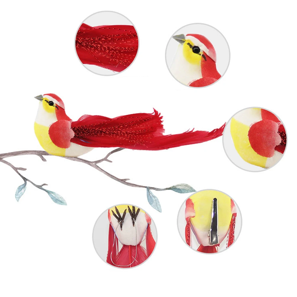 

6pcs Simulated Bird Adornment Premium Fake Birds For Garden Decoration Claw Design Mini Garden Potted Plants Office Home Micro