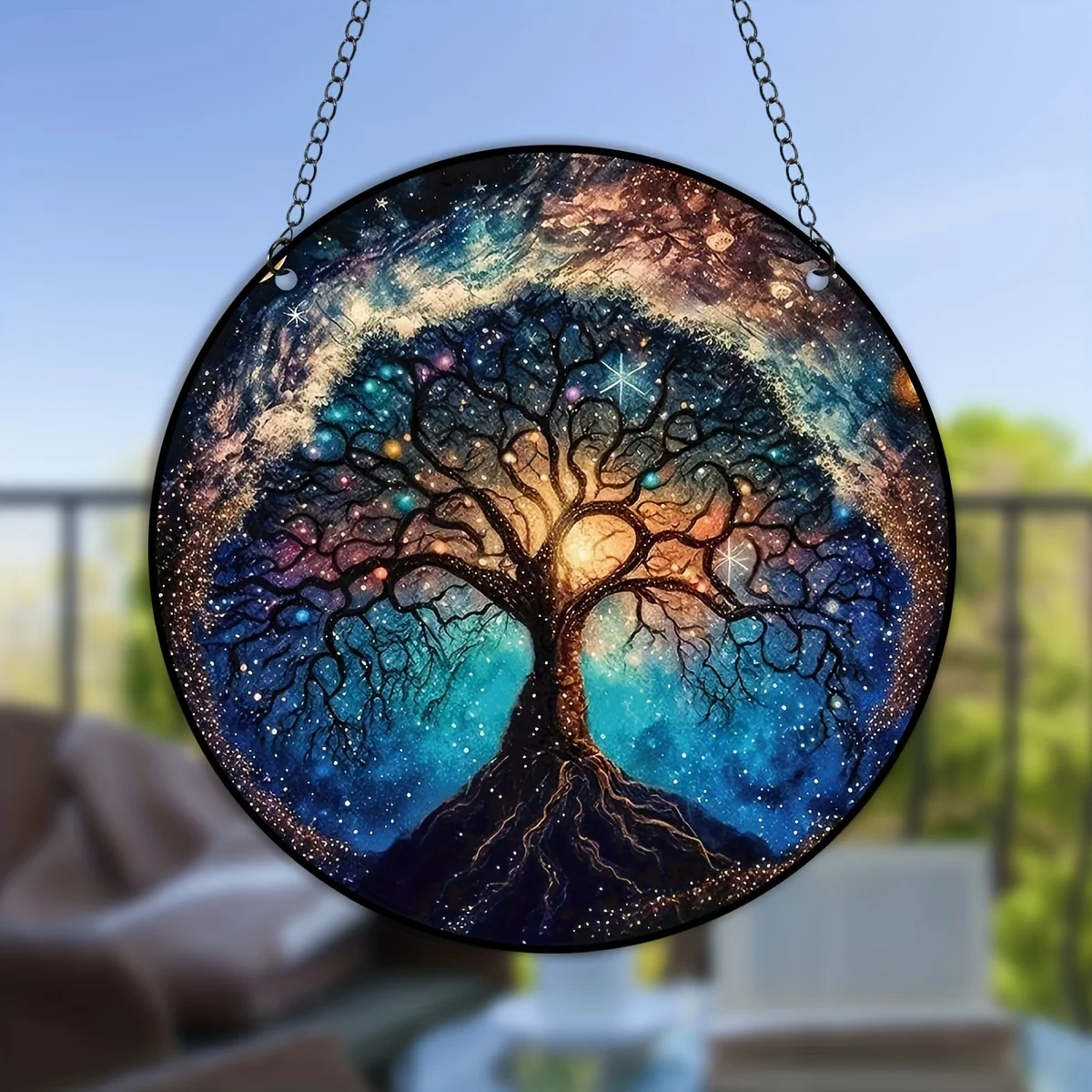 1pc Star Tree of Life, Window Hanging, Outdoor, Home Decoration, Garden Decorations Hanging Ornament (8*8 inch)