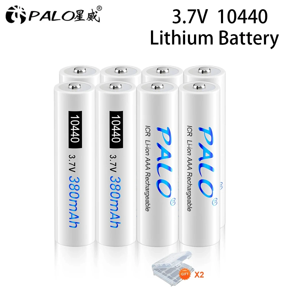 

PALO 3.7V ICR10440 10440 3A AAA Li-ion Lithium Rechargeable Battery For Flashlight Camera Remote Control Shaver Power Torch