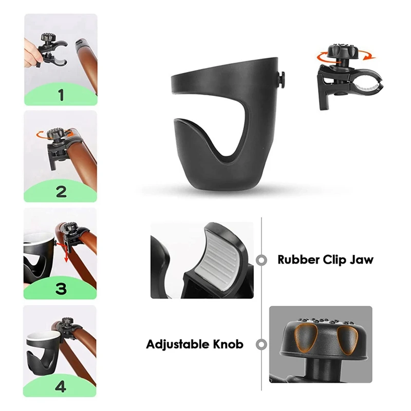 4Pcs Boat Rail Cup Holder Universal Drinks Holders 360 Degree Rotation Adjustable Clamp Boat Drink Holder