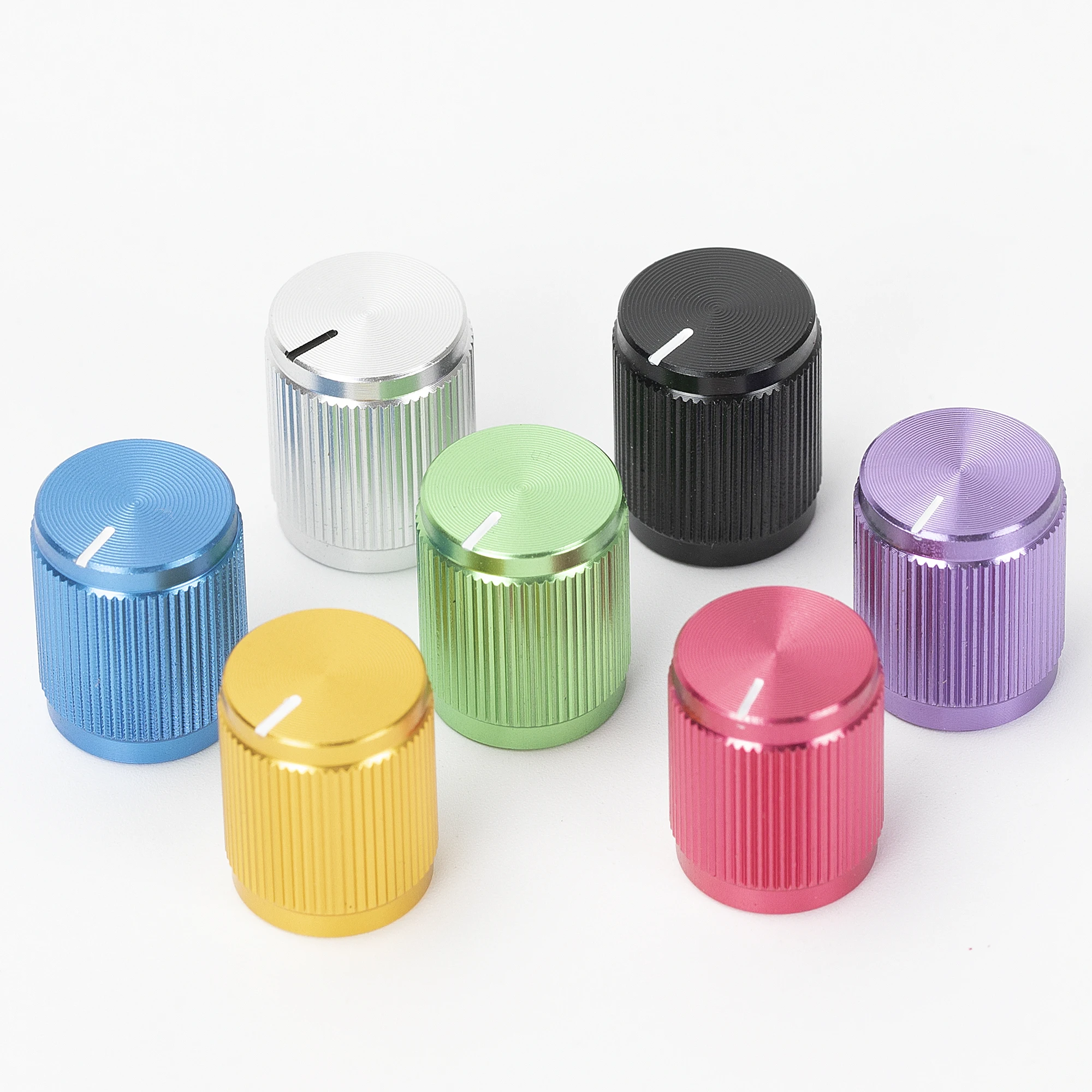 5PCS 6.35MM Guitar Effect Pedal Knob Metal Potentiometer Knob Anodized Aluminum Amp Pot Knob with Set Screw