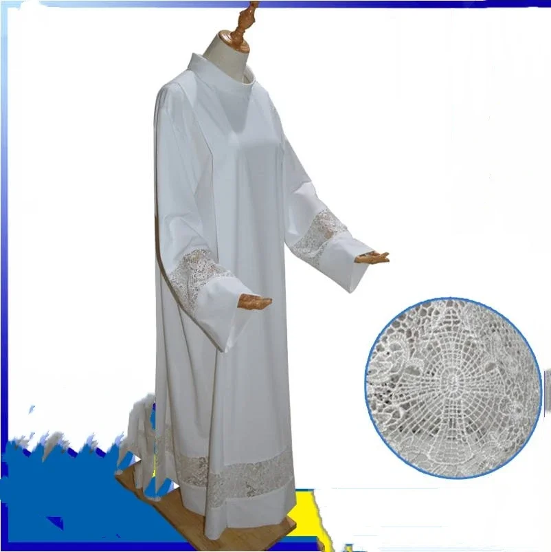 White Alb Priest Clerical Liturgical Clothing Christian Pastor Clothes Catholic Church Uniform Lace Clergy Robe Priest Uniforms