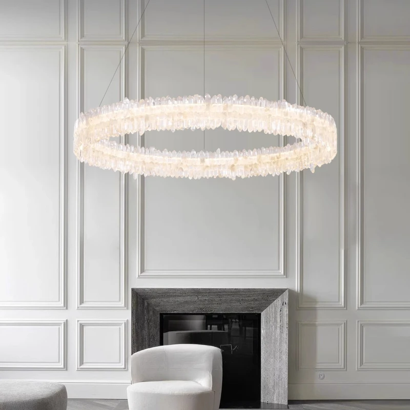 

French crystal living room chandelier modern light luxury high-end bedroom villa imported natural crystal