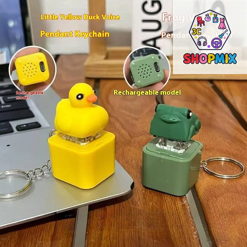 مضحك كراكينج الضفدع بطة المفاتيح لوحة المفاتيح القابلة لإعادة الشحن تململ الفرس الصوت كيرينغ مع ضوء LED لتخفيف التوتر #1