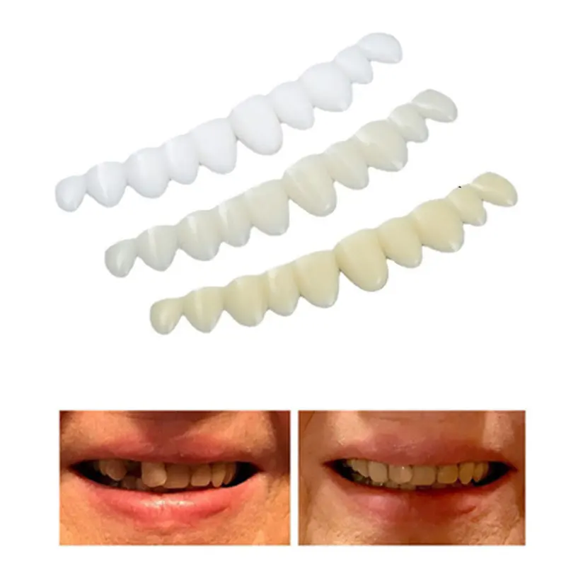 Perfect Fit Teeth Whitening Fake Tooth Cover Snap On Silicone Smile Veneers Teeth Upper Beauty Tool Cosmetic Teeth