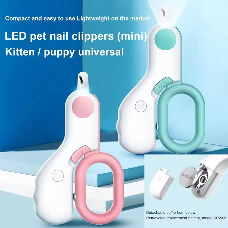 with Safety Lock Led Light Cat Dog Nail Clipper Cutter Pet Nail Clipper Professional Pet Foot Hair Trimmer Cat Grooming Tool