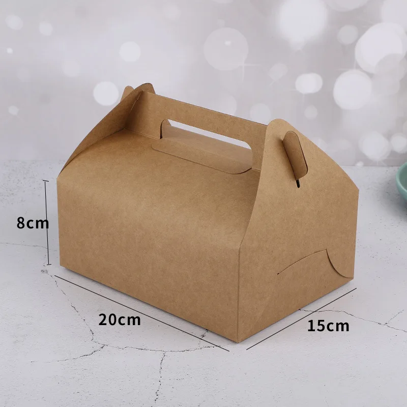 10/20pcs Foldable Cake Sandwich Baking Packaging Boxes For Wedding Birthday Party Hand-held Custom LOGO Takeaway Karft Paper Box