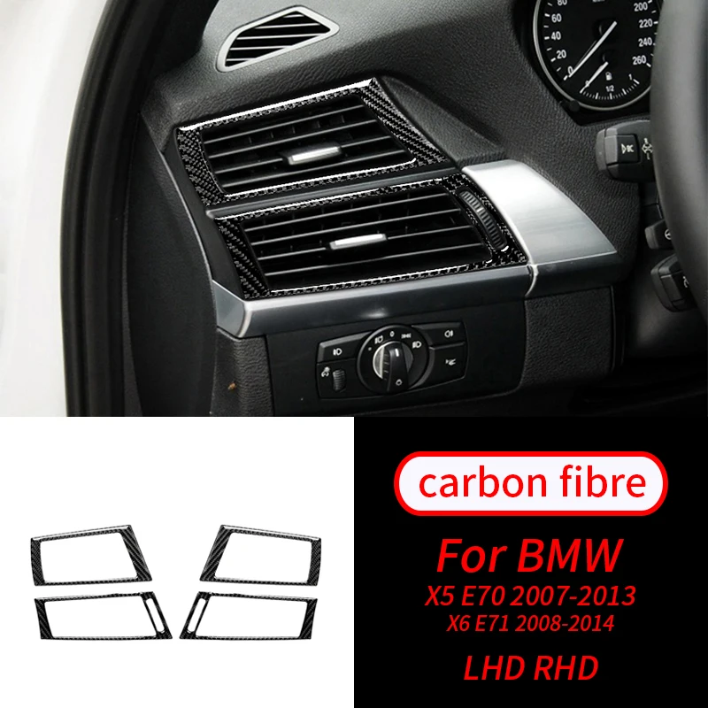 

For BMW E70 E71 X5 X6 Real Carbon Fiber Car Interior Navigation Control Panel Air Conditioner Outlet Decorative Frame Cover Trim