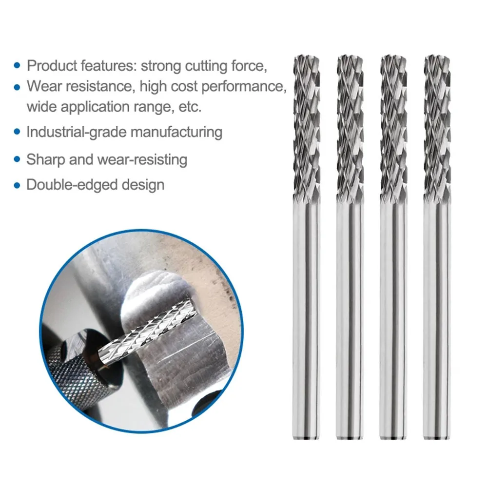 10 PCS 3mm Shank Double Cut Tungsten Carbide Rotary File Set Alloy Milling Cutter For Rotary Tool Rotary Files