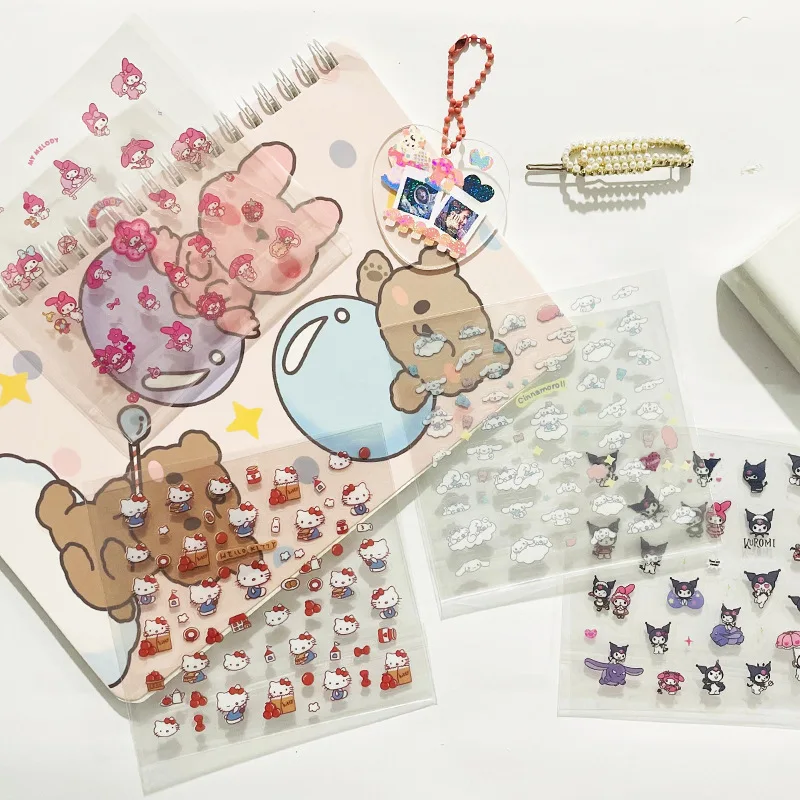 1PCS Kawaii Sanrio Hello Kitty Stickers Kuromi My Melody Cinnamoroll Hangyodon Cartoon DIY Waterproof Nail Stickers Girl Gift