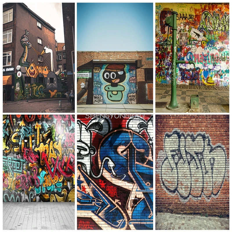 Vinyl Custom Brick Wall Graffiti Theme Photography Backdrops Baby Portrait Photo Background Studio Prop 21810TUY-04