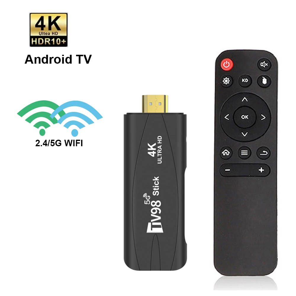 TV98 RK3228A جهاز استقبال للتليفزيون 2.4G 5G WiFi 4K تلفزيون ذكي Android12.1 صندوق مزدوج التردد صندوق التلفزيون مشغل الوسائط المحمولة ليوتيوب NETFLIX