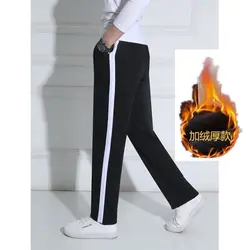 Men Side Striped Pocket Straight-leg Pants Autumn Casual Streetwear Track sweatpants Fleece Joggers pantalones hombre Trouser