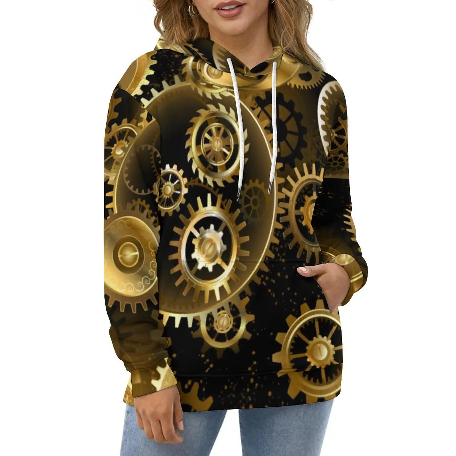 

Steampunk Brass Gears Casual Hoodies Retro Print Elegant Custom Loose Hoodie Autumn Long Sleeve Fashion Oversize Sweatshirts