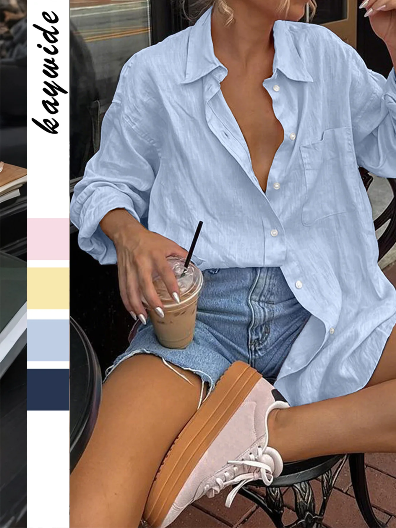 

Женская повседневная блузка с длинным рукавом в элегантном отпускном стиле, новинка Весна-Осень 2026