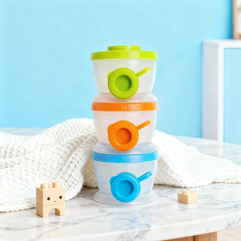 

3-layer storage box, independent layered milk powder compartments, food storage box, baby food container suitable for travel