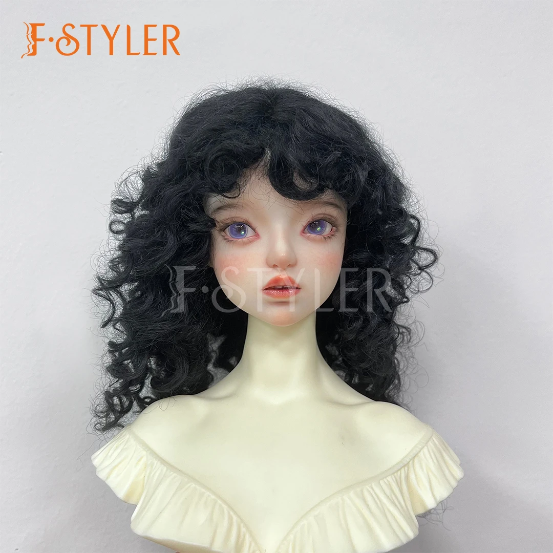 FStyler Fluffy Curls BJD Wigs 1/3 1/4 1/6 1/8 Handmade Curly Wavy Mohair Dolls Wig 9-10 Inch Head Size Doll Hair