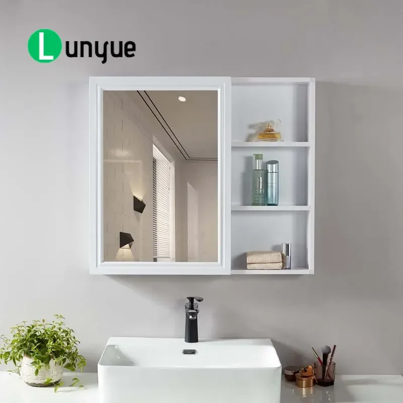 Aluminum Alloy Bathroom Mirror Cabinet Wall Mounted Storage Box Simple Modern Design for Toilet Vanity Organizer Space Saving
