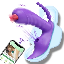 Bluetooth APP 3 in 1 vibratore dildo per le donne telecomando senza fili ventosa stimolatore clitorideo giocattoli del sesso coppia femminile adulto