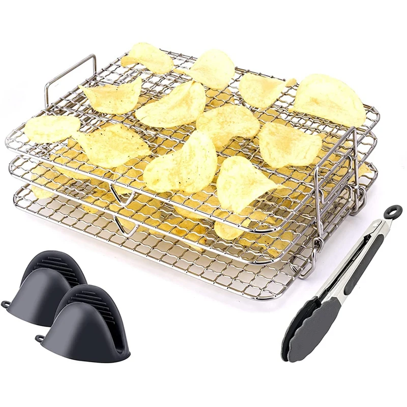 Rak penggorengan udara Ninja foodidi Grill XL Air Fryer, Rak pengering roti Multi-Layer, aksesori penggorengan udara