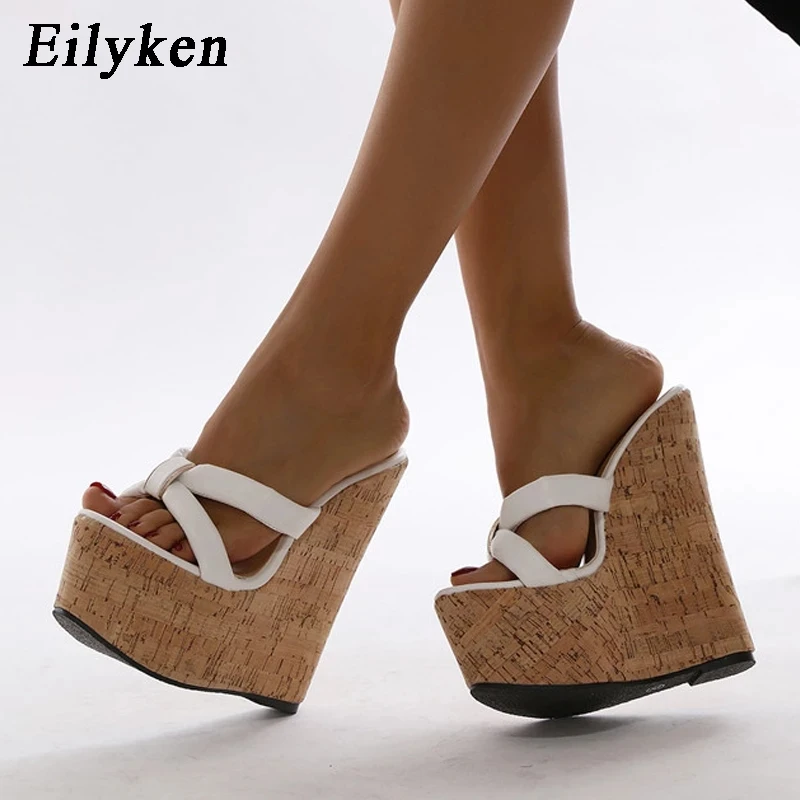 Eilyken Summer Outdoor Fashion Brand Peep Toe Platform Slippers High Quality Sandals Women Wedges Heels Ladies Leisure Shoes