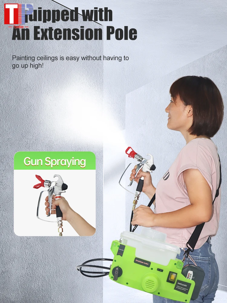 Tpaitlss  Professional High Voltage Paint Airless Sprayer Machine Backpack Handheld Airless Sprayer Lithium Battery