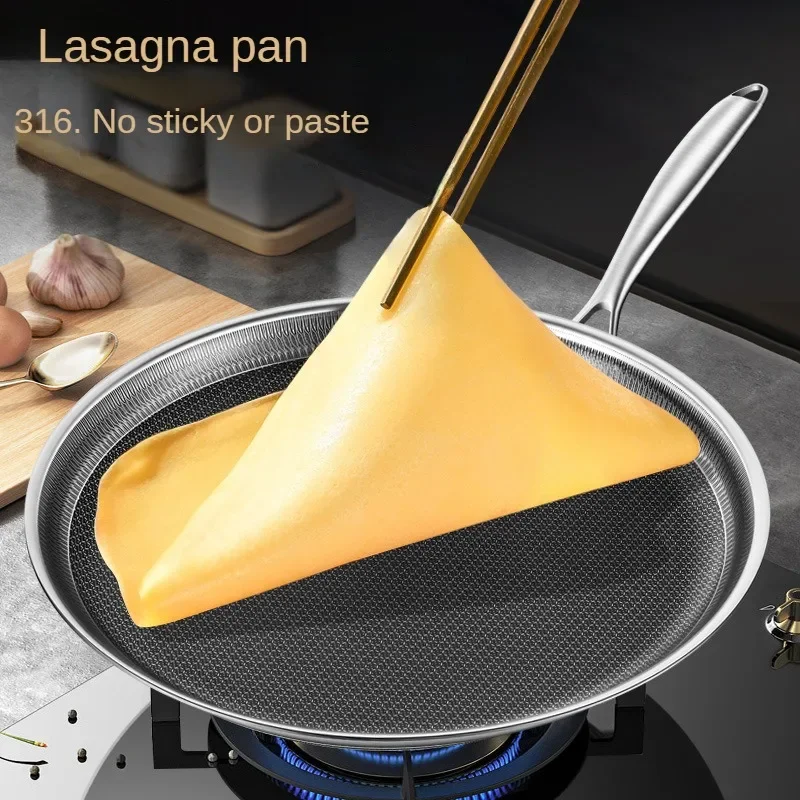 

316 Stainless Steel Kitchen Quality Frying Pan Nonstick Pan Cooking Fried Steak Pot Electromagnetic Furnace General