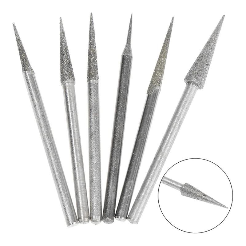 1-6mm Diamond Grinding for Head 2.35/3mm Shank Grinding Needle Bits Burrs 2.0mm for Metal Stone Engraving Carving T