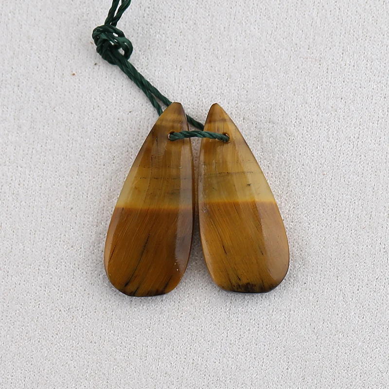 

Natural Tiger-Eye Long Drop Shape Earrings Beads for Jewelry Making, Handmade Natural stones beads