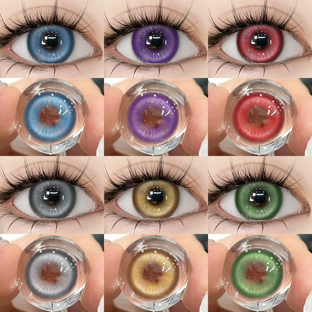 EYESHARE 2pcs Halloween Colorful Contact Lenses Cosplay Eye Lenses Anime Colored Lenses Red Contact Yearly Fashion Makeup Lenses