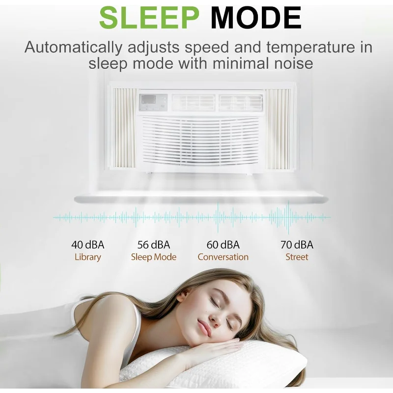 مكيف هواء نافذة 12,000 وحدة حرارية بريطانية، وحدة تيار متردد ذكية للنافذة مع جهاز تحكم عن بعد، موفر للطاقة، مجموعة سهلة التركيب