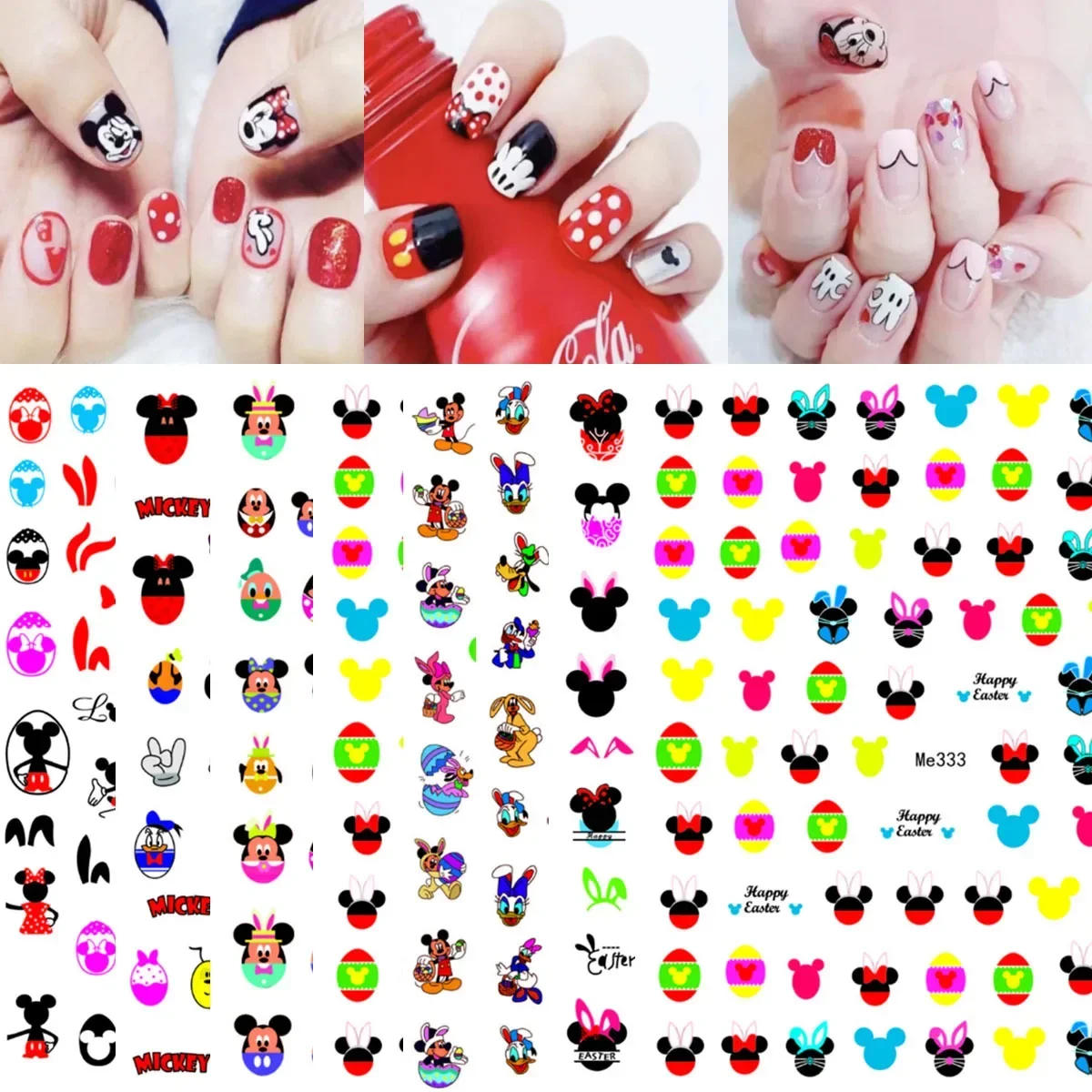 Cartoon Mickey Mouse 3D Nail Adhesive Art Sticker Nails Accessories Manicure Sliders Decal Anime Nail Applique Parts Decoration