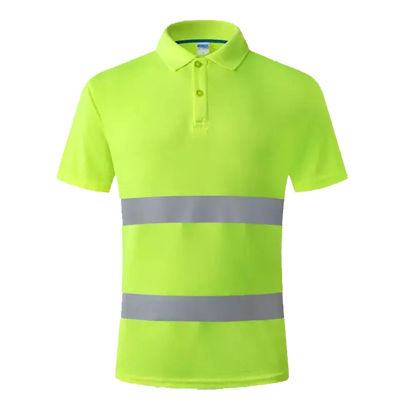 Black Work Shirt Men Safety Polo Shirt Summer Construction Workwear With Reflective Stripes Quick Dry